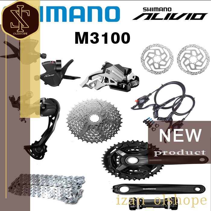Grupset Groupset Shimano Alivio M3100 3 x 9 Speed FD RD Shifter Alivio