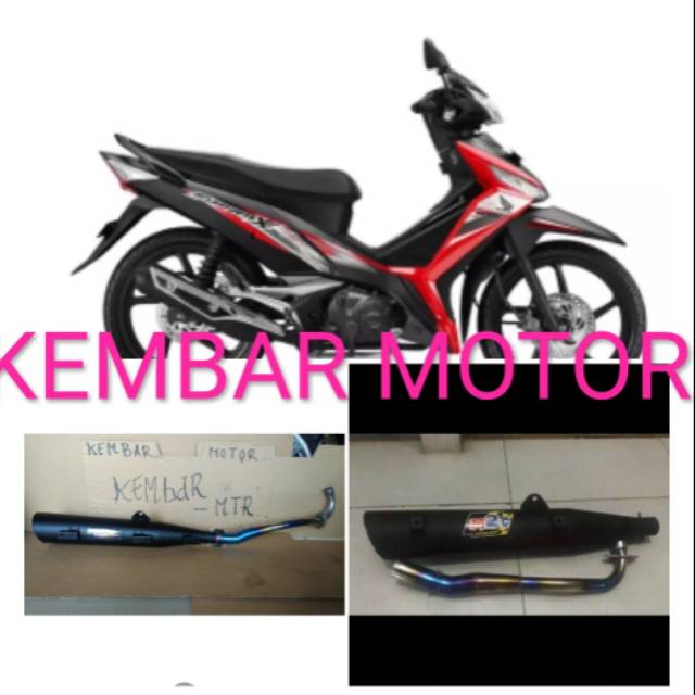 knalpot racing model tsukigi leran blue honda supra x 125/125 f1/karisma/apsolud revo leheran blue