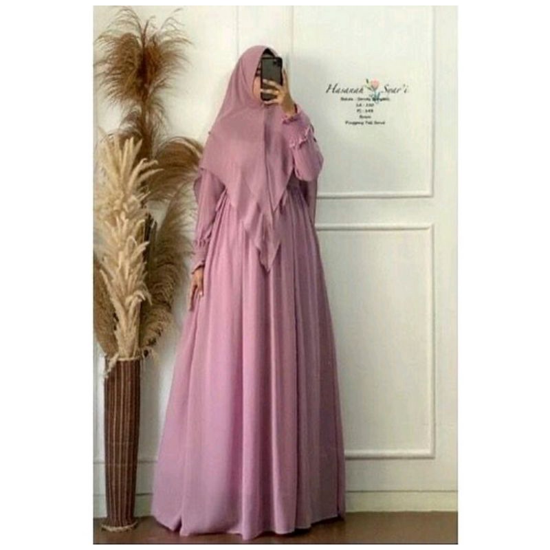 Hasanah syari Plus khimar / Gamis ceruty / Gamis syari