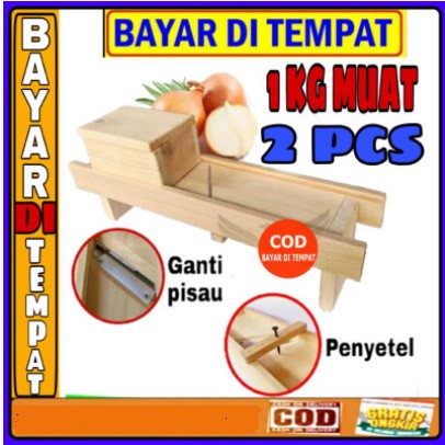 Peralatan Alat Masak Pasah Kayu Pengiris Pemotong Keripik Bawang Cabe Buah