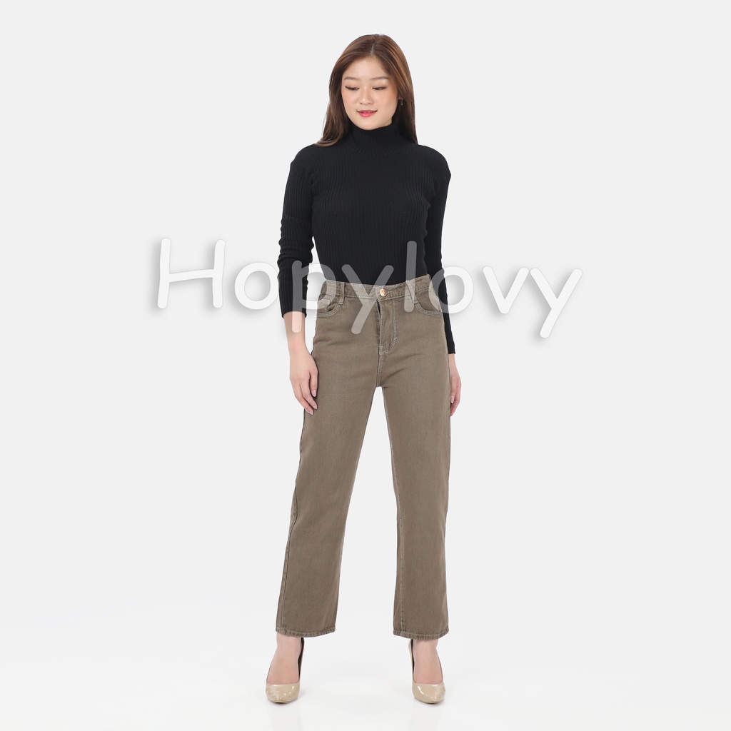 HOPYLOVY - Celana Panjang Highwaist Kulot Jeans Wanita Panjang HW Librani