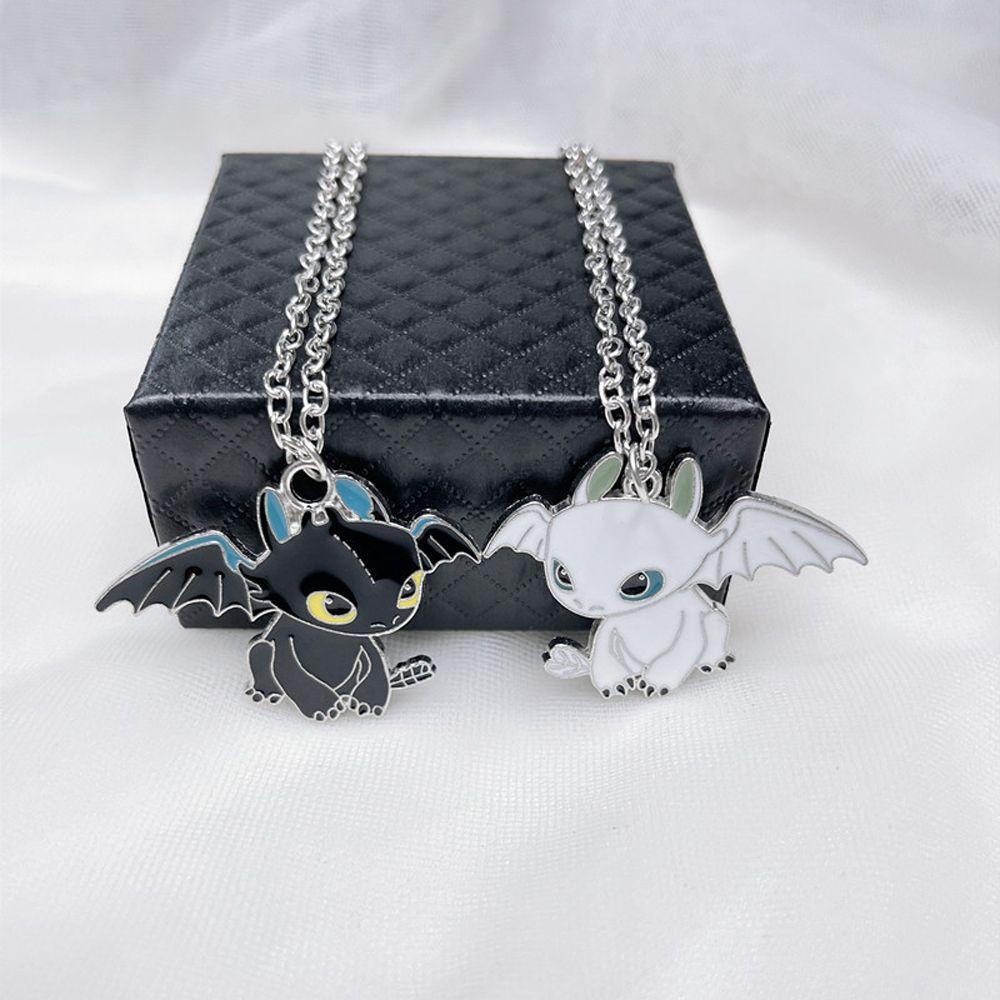 REBUY Rebuy Toothless Dragon Necklace Jewelry Friend Gift Hiasan Gantungan Malam Naga Ganda Jahat Pasangan Kalung Cara Melatih Naga Anda