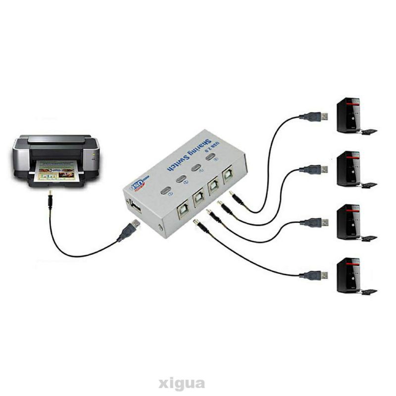 USB AUTO SWITCH PRINTER 4 PORT NYK Usb Sharing printer Penghubung Dari 4 Komputer Ke Printer