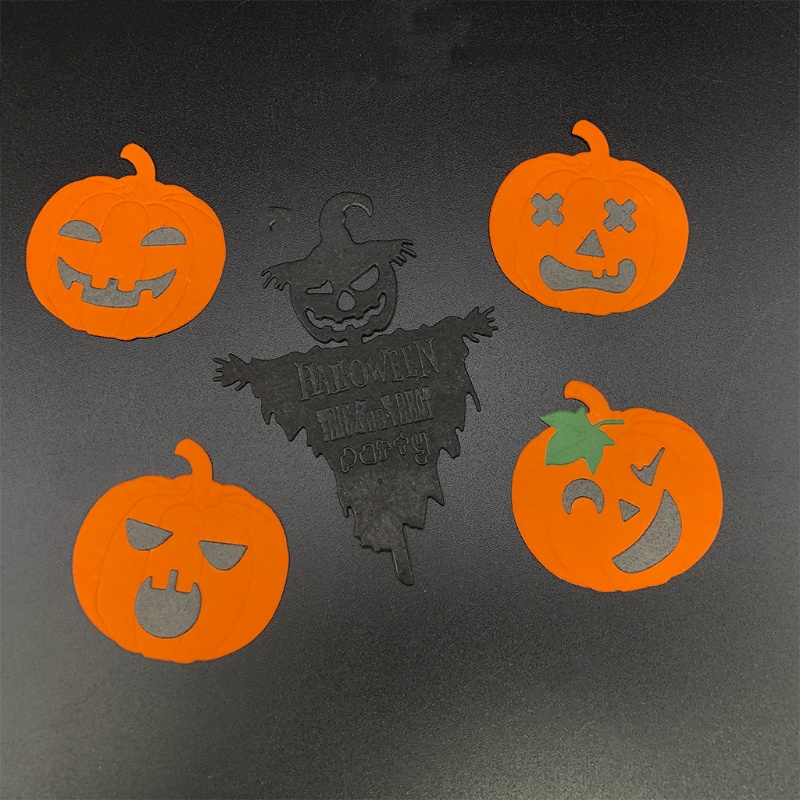 Cetakan Stensil Cutting Dies Motif Hantu Labu Halloween Bahan Metal Untuk Scrapbook / Craft DIY