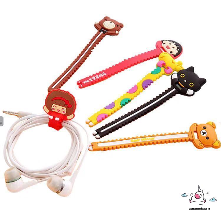 Klip Organizer Kabel Earphone / Charger Bentuk Kartun Lucu Bahan Silikon