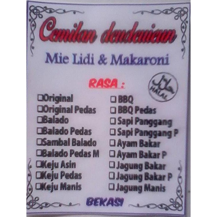 

Paket Grosir Mie Lidi Super Murah 100 gram