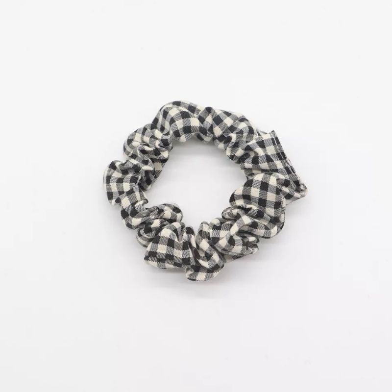 Ikat Rambut Polos Warna Warni / Women Hair Tie/ Kuncir Rambut Wanita-Hitam Kotak
