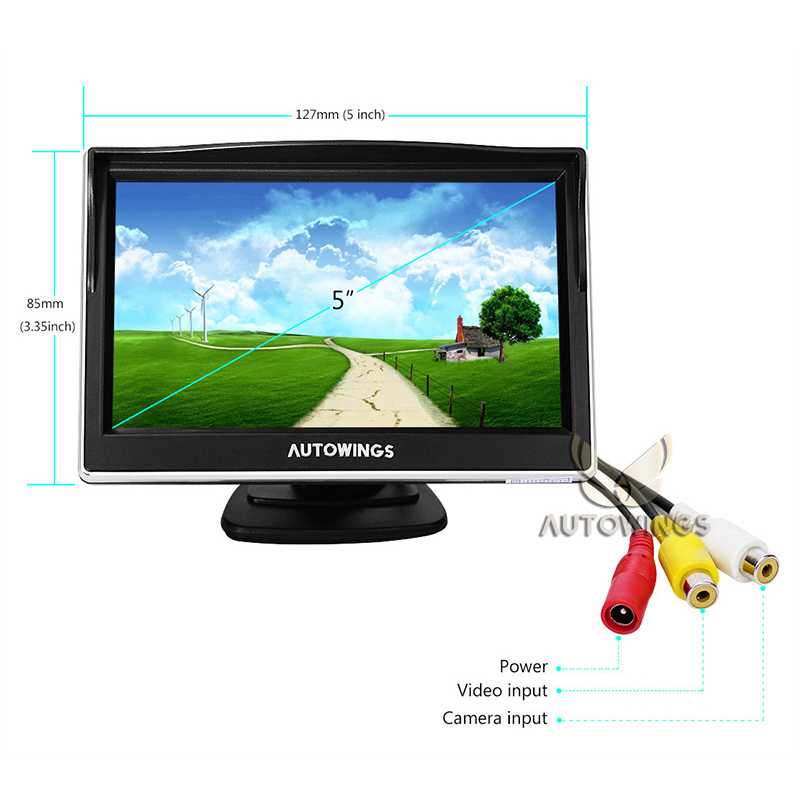 Monitor Rear View Parkir Mobil TFT LCD 5 Inch-Hitam