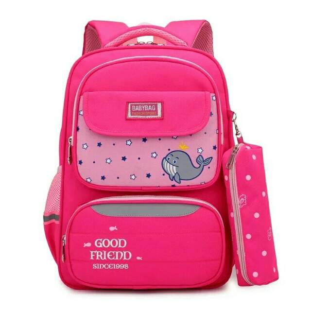 JS_Tas Anak sekolah SD Baby Bag Tas Ransel Anak Sekolah Karakter perempuan Tas Karakter Paus