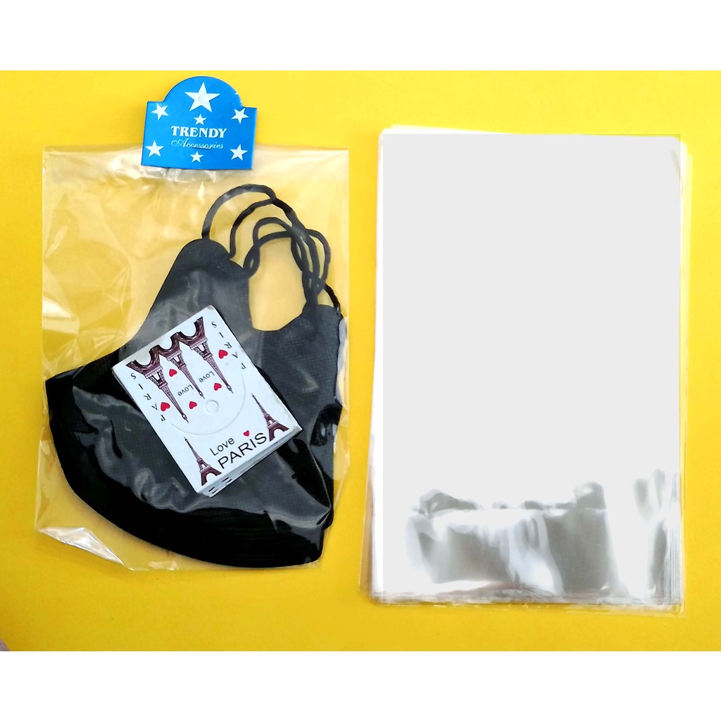 

100 Set Plastik Masker Duckbill dan Kertas Label Plastik Opp Tanpa Seal Kemasan Masker Duckbill dan Hang Tag Ukuran13 x 20