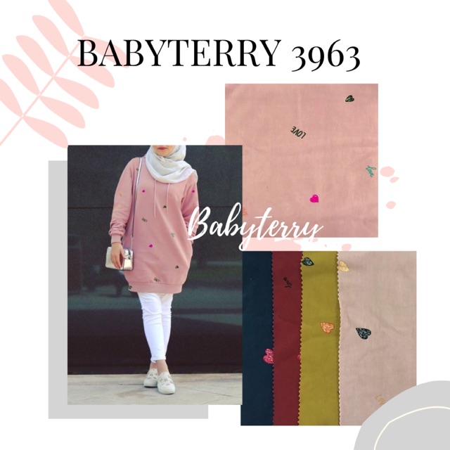 Kain Babyterry Print Motif Love Bahan Gamis Premium Hoodie Shopee Indonesia