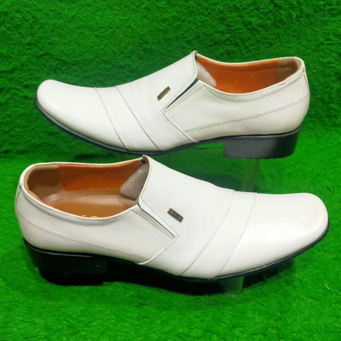 Sepatu formal kulit asli sepatu pantofel sepatu pria playboy putih