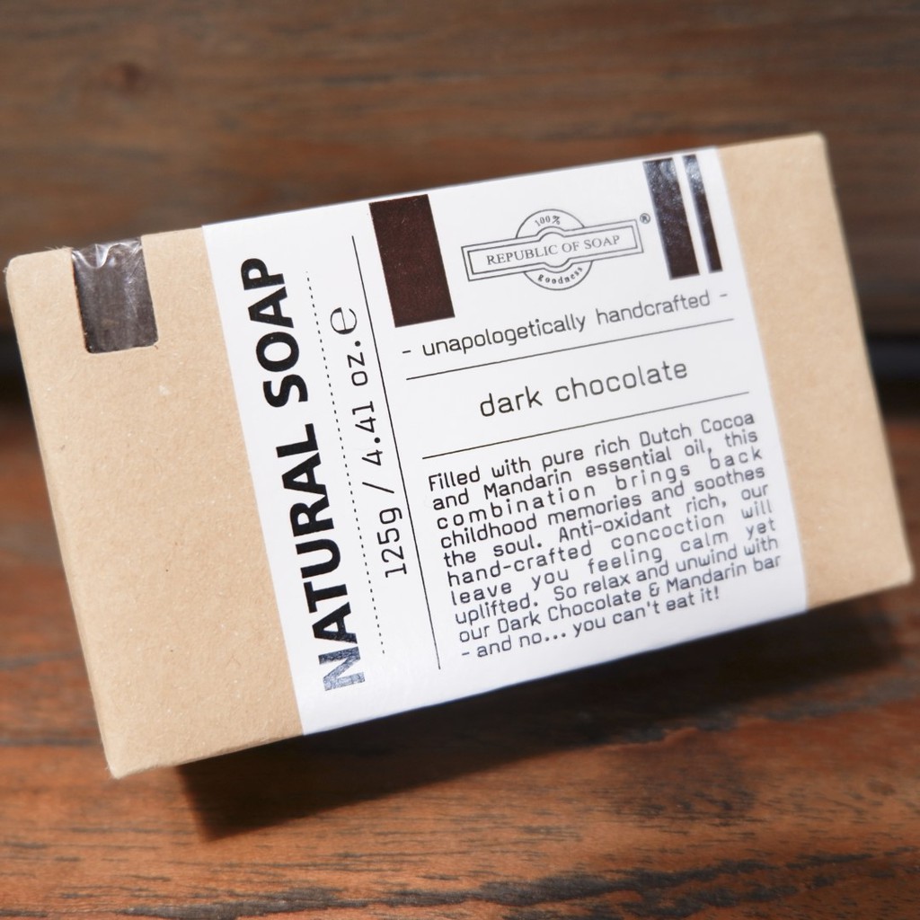Natural Soap Bar - Dark Chocolate 125gr - Republic Of Soap