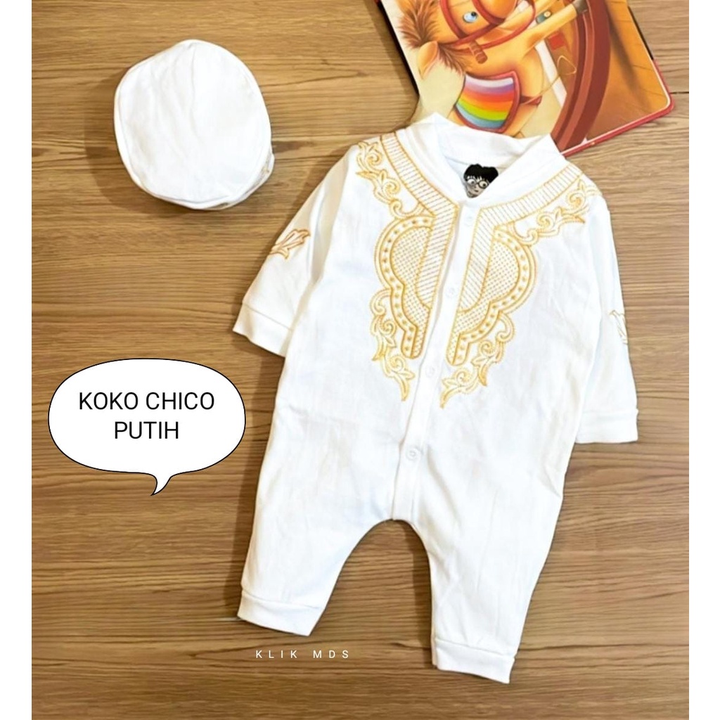 Koko Baju Bayi Anak Laki - Laki Motif Bordir Model Jumper Koko Chico Estimasi Usia 0-9 Bulan