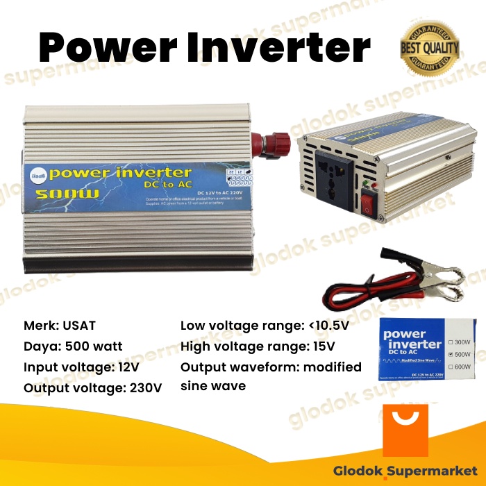 Power Inverter USAT 500 Watt DC 12V to AC 220V 500w 12 Volt Alat ubah Aki ke Listrik