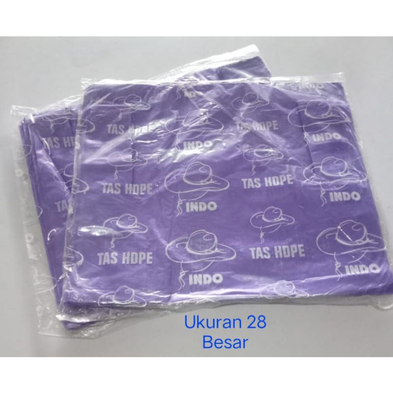Kantong plastik kresek HDPE berkat besar ukuran 28 merk indo warna ungu kuat