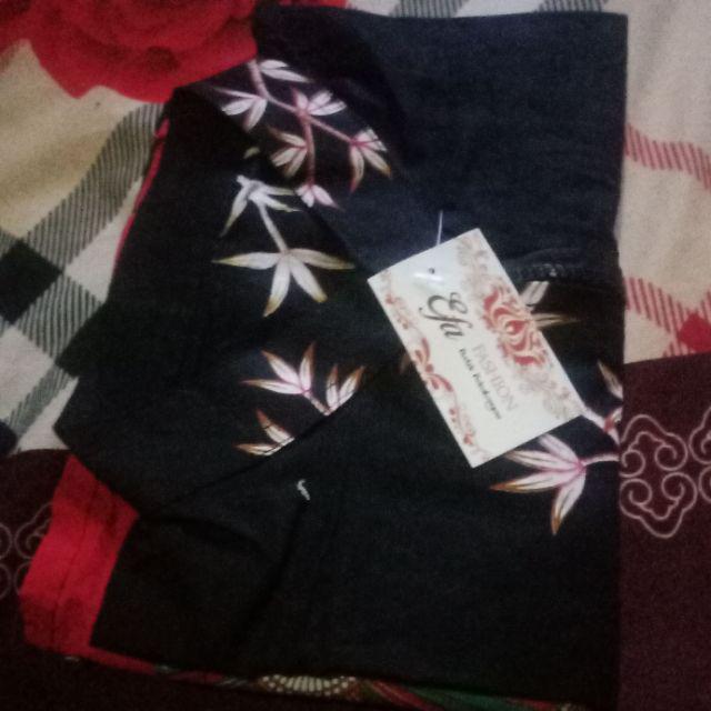 Longcardy Outer Wanita Batik Kipas Hitam