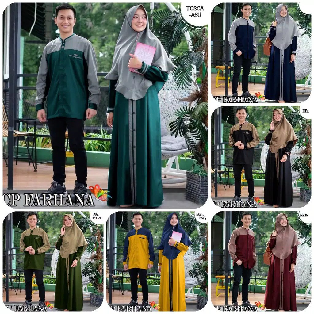 Cp COUPLE Farhana/ Baju Couple GAMIS Kondangan Kekinian Lebaran/Kapel Cople /Kapel Pasangan Muslim R