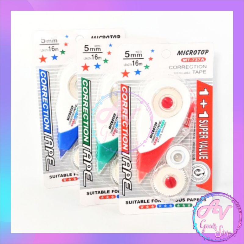 

Correction Tape + Refill Microtop MT-737A / Tip Ex Pita Roll + Isi Ulang