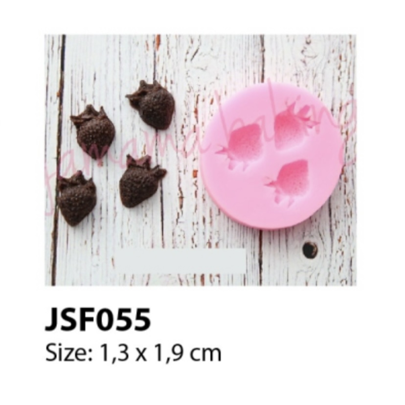 JSF055 - Cetakan Silikon Mold Fondant CLay Cokelat Puding Buah Strawberry