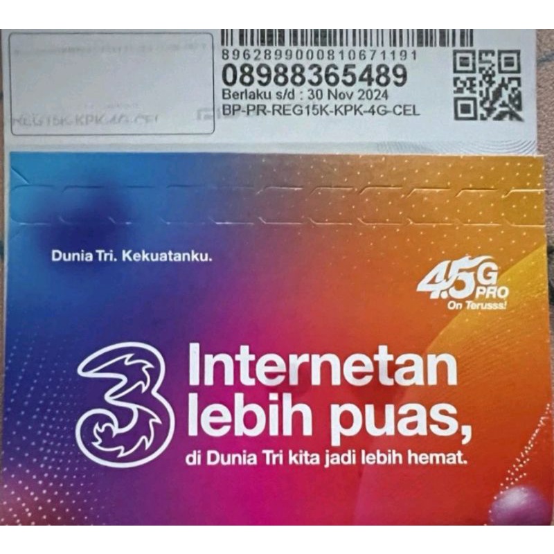KARTU PERDANA TRI 3GB NASIONAL SIAP PAKAI
