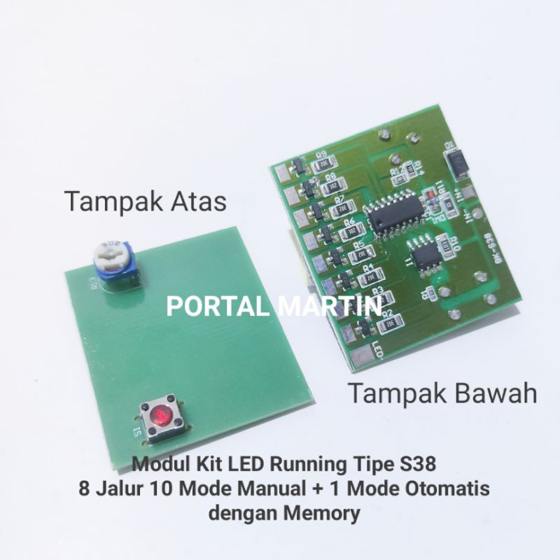 Modul LED Running S38 8 Jalur 8TR 10 Mode Kedip dengan Memory