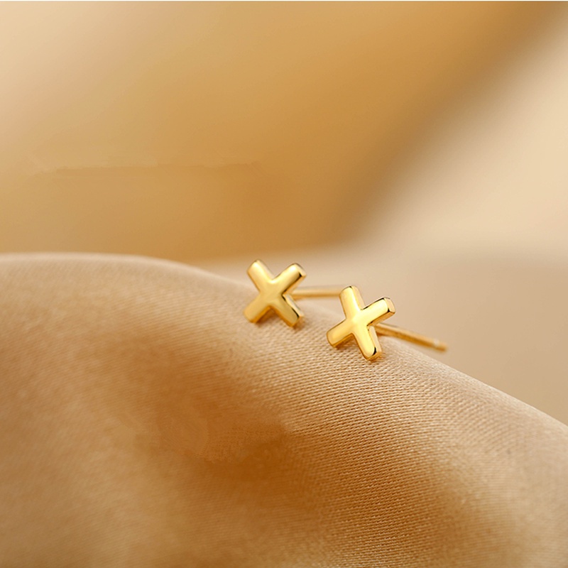 We Flower S925 Silver Geometric Deer Antler Fish Butterfly Stud Earrings for Women Girls-type P gold