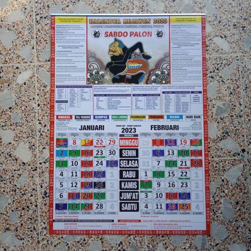 Kalender Jawa 2023 [ Kalender Kejawen ] Sabdo Palon / Kalender Dinding / Kalender Costum