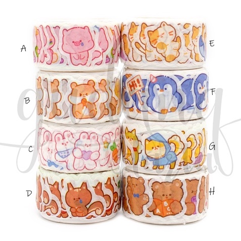 Washi Tape Animal Shape Selotip Motif Dog Pig Cat Bear GH 314024