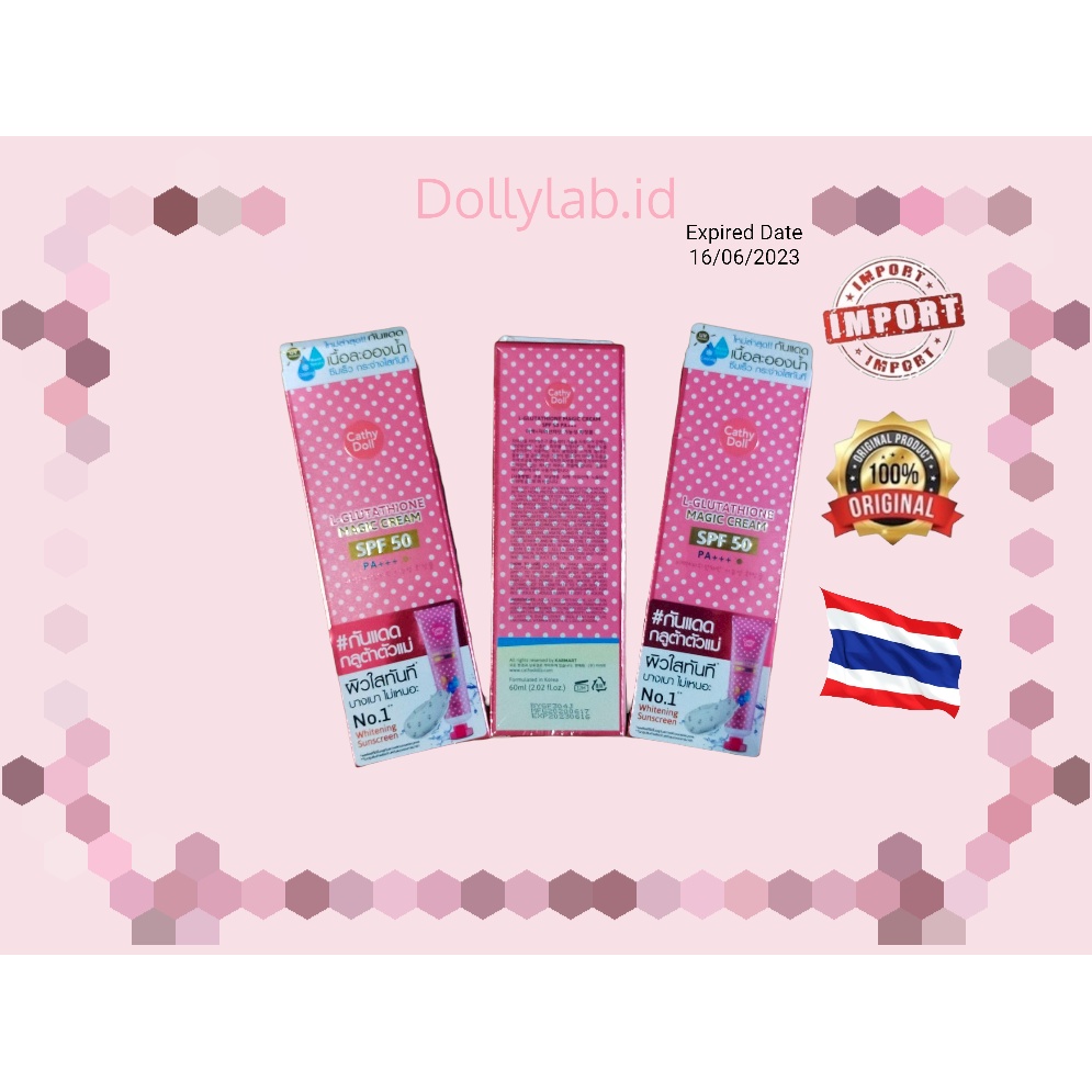 CATHY DOLL MAGIC CREAM L - GLUTATHIONE MAGIC CREAM SPF 50 PA +++ WHITENING SUNSCREEN MAGIC CREAM WHITENING BY CATHY DOLL 100% ORIGINAL