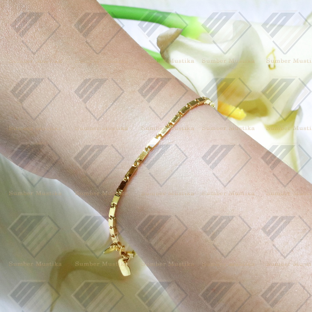 Gelang Tangan Rante Model Balok Mini Emas 24 Karat