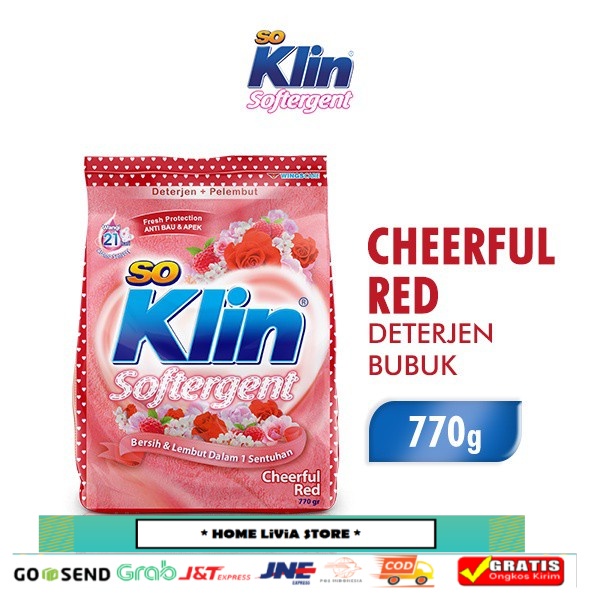 SO KLIN Deterjen Bubuk Soft Red 770 gr