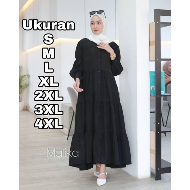 Malika Dress Big Size Ukuran Size S M L XL 2XL 3XL 4XL XXL XXXL  XXXXL 2L 3L 4L 5L  Dress Wanita Jumbo Gamis Big Size Baju Korea Over Size