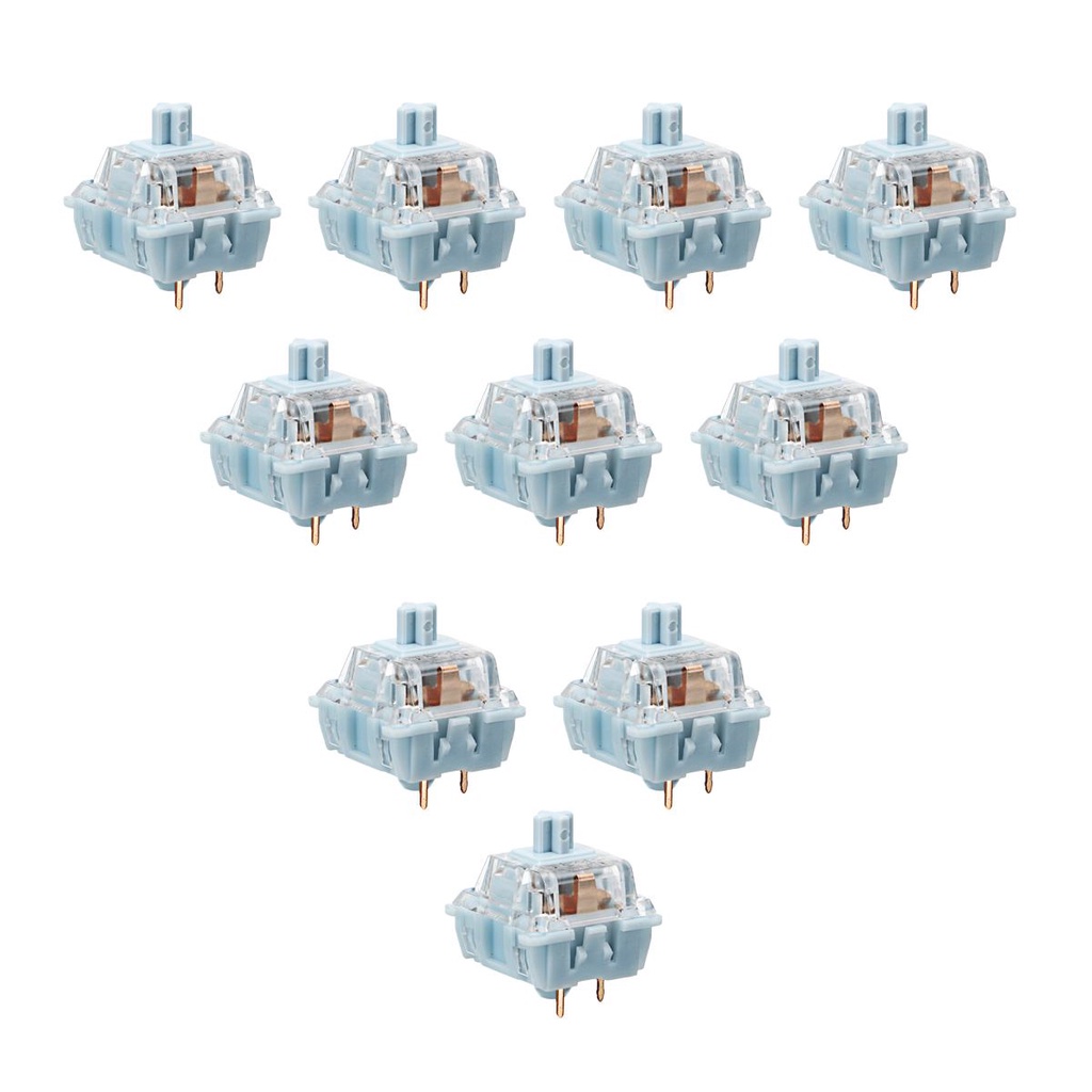 Feker 70 / 90 / 110 pcs Saklar Tactile 3 Pin Switch Axis Hot-swap Warna Biru Muda Untuk Keyboard Mekanik