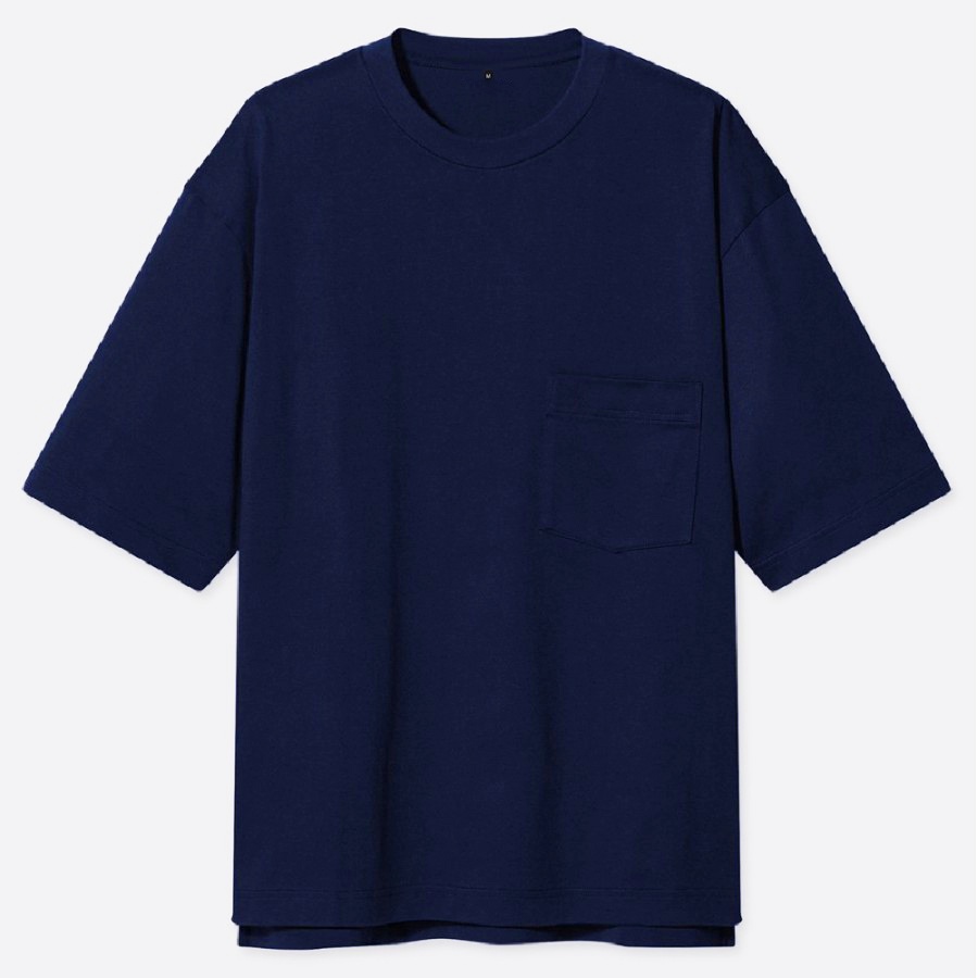 Kaos Polos Oversize Pocket Navy Blue - Kaos Oversize Polos Biru Navy | Fabric and Basic