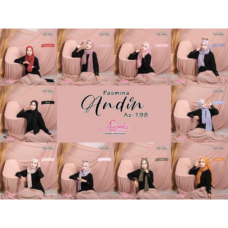 READY TERLARIS PASHMINA PLISKET ANDIN ORI BY AZAMKA HIJAB Az-198 | HIJAB PASMINA