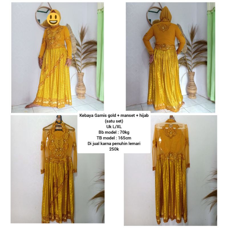 Gamis Kebaya pesta gold preloved set Kebaya gamis