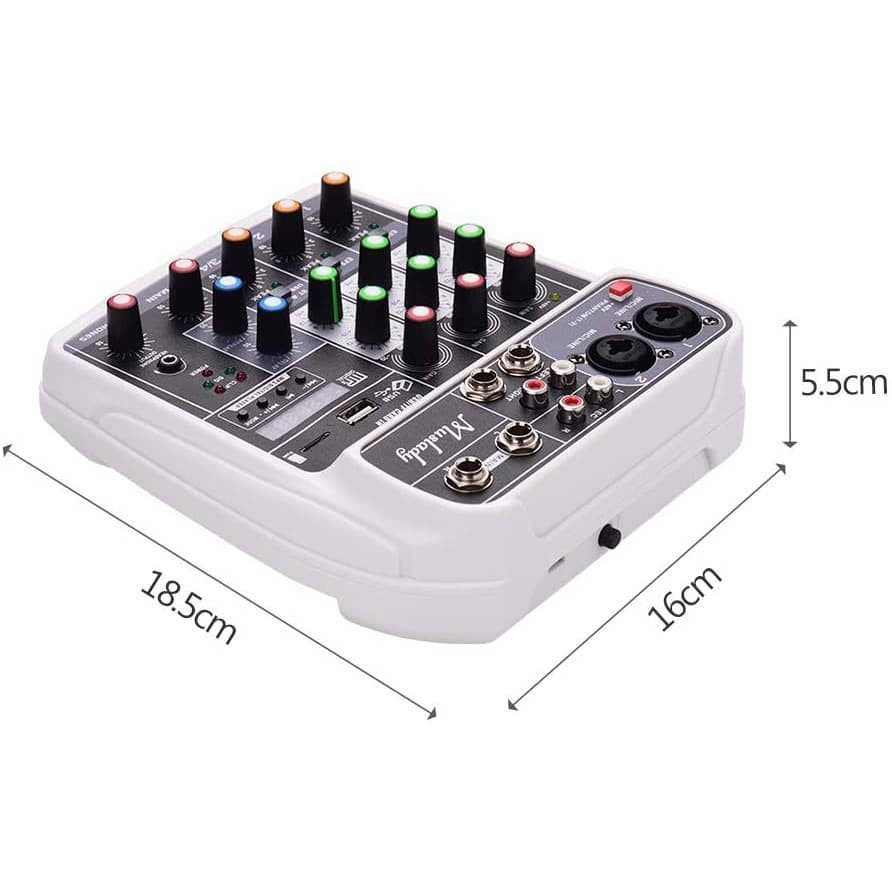 Muslady Professional Compact Mixing Console Mixer 4 Channel Phantom Power 48V - AI-4 - White