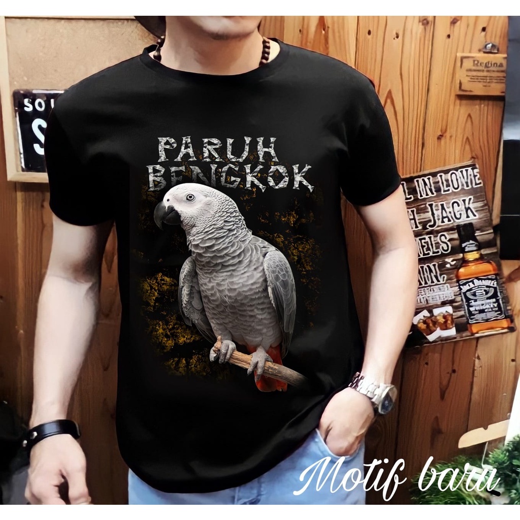 Shalch Trendy / Baju Laki-Laki / Kaos Distro Pria Motif Burung Macaw Paruh Bengkok 01 Kicau Mania