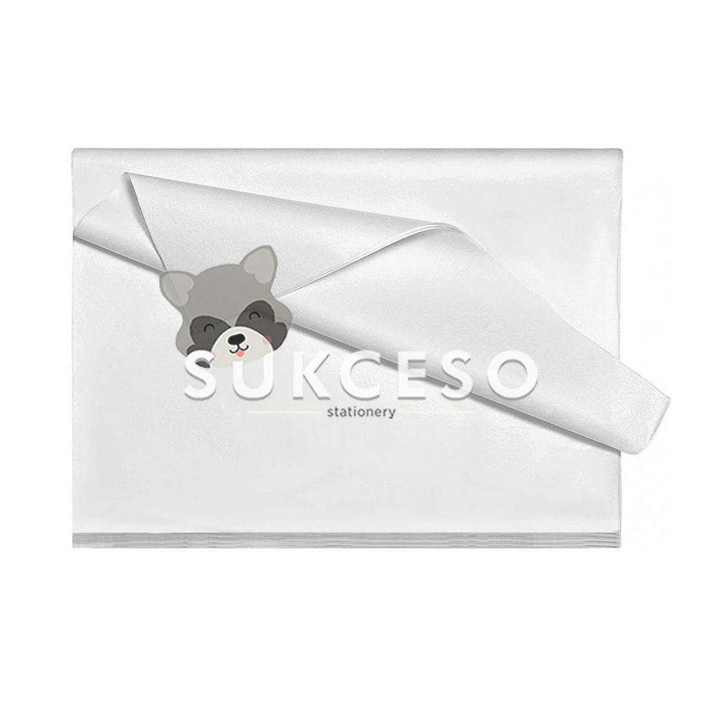 

Kertas Doorslag Putih Isi 10 Lembar Packing Paper | Kertas Hampers Pembungkus Ukuran Besar 70 x 44 cm
