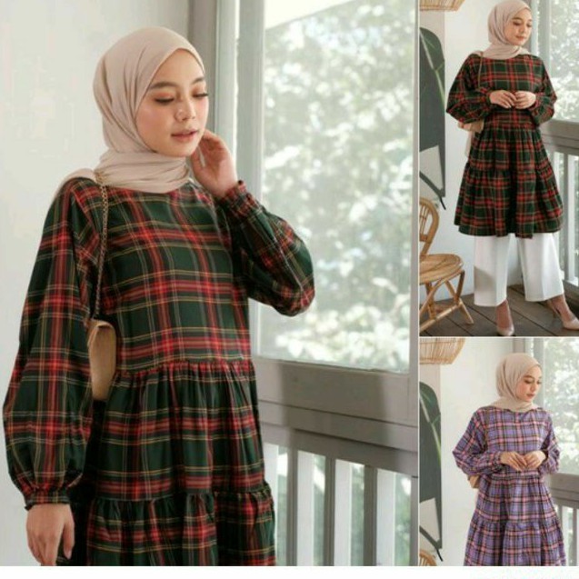 blouse kekinian/kotak kotak/rumbay