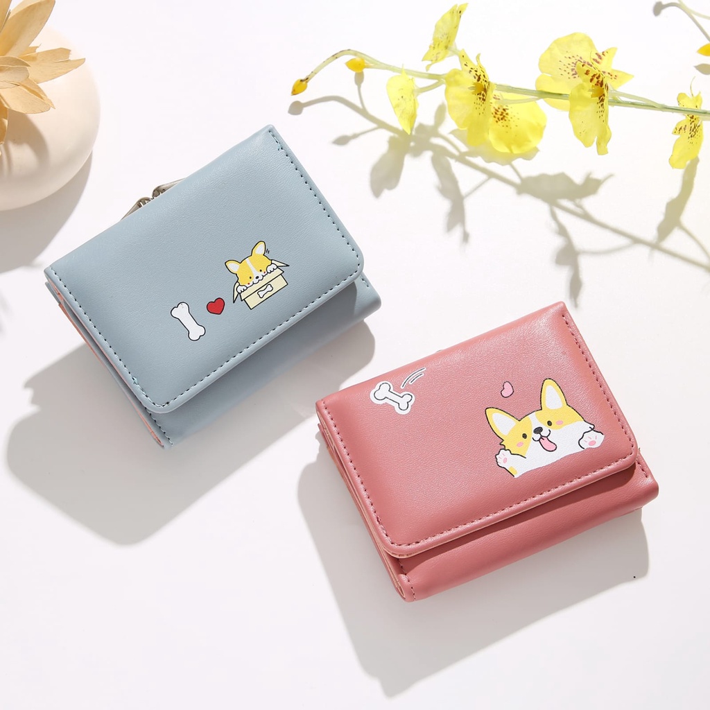 New Dompet Lipat Mini A59 Wanita Motif Animal Lucu Bahan Pu Leather Import AFM