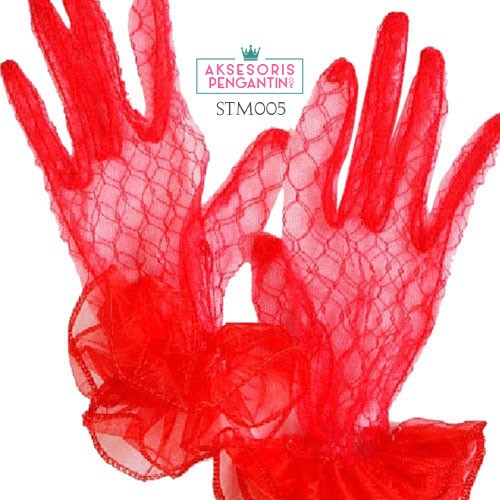 [PRODUK TERLARIS] SARUNG TANGAN PESTA WEDDING GLOVES AKSESORIS PENGANTIN MERAH STM005