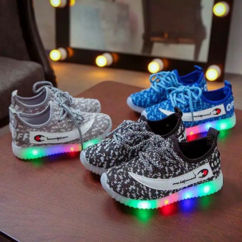 Sepatu Anak Laki-laki CHAMPION  Lampu LED Size 21-30 Usia 1-4 Tahun