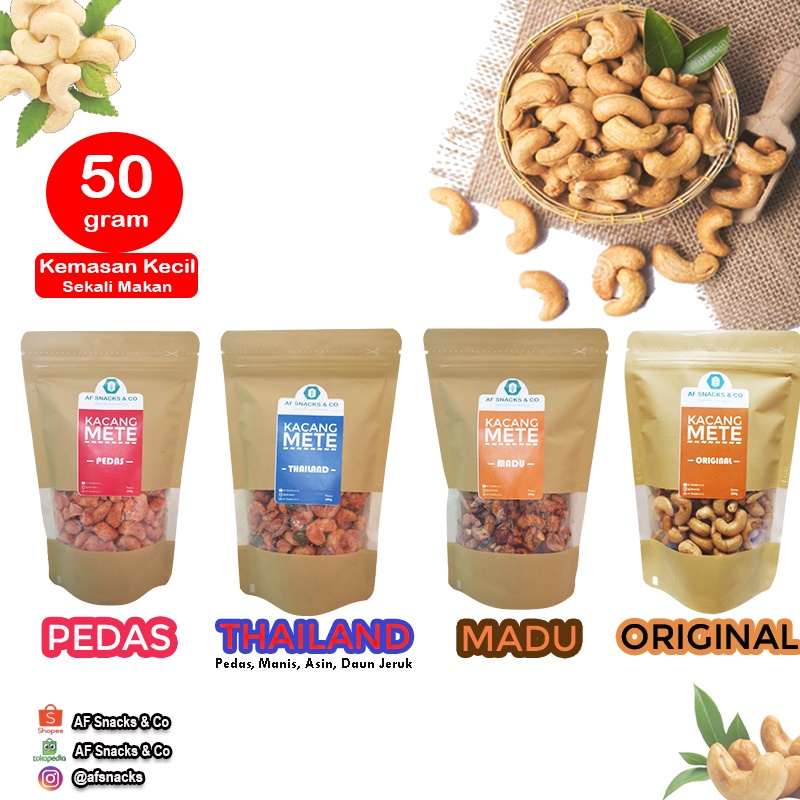 

Kacang Mete Kecil 50gr Banyak Varian Rasa Kacang Mede Madu, Pedas, Pedas Manis, Bawang Original