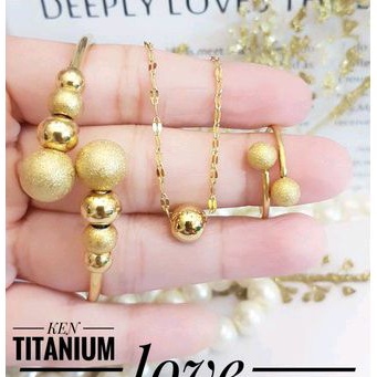 Titanium Set Perhiasan Wanita Gold Boba 99224