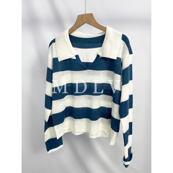 MDLV ~ Sweater Fuji Rajut Atasan Sweater Rajut Garis Cross Korea Look Fashion Wanita