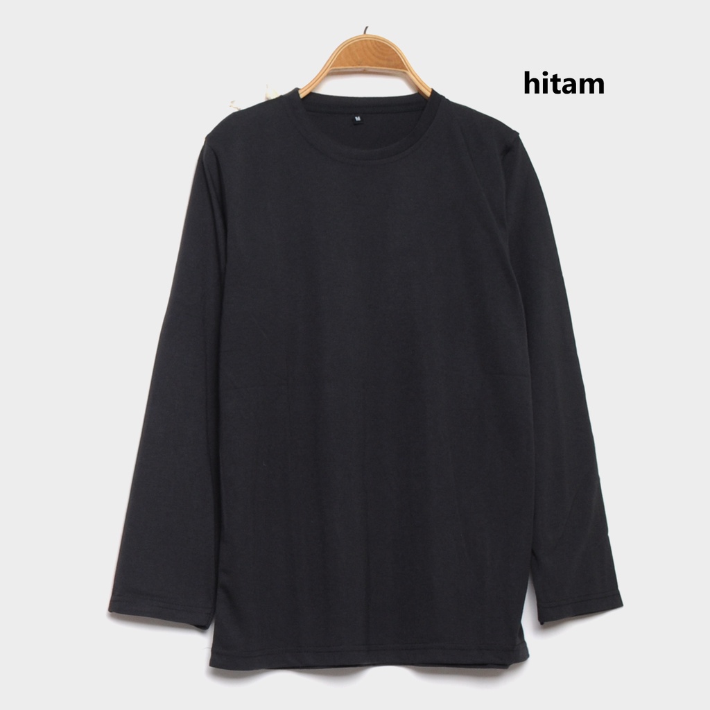 liso wear - Kaos Pria Lengan Panjang Katun Polos Kerah Bulat Basic Kekinian