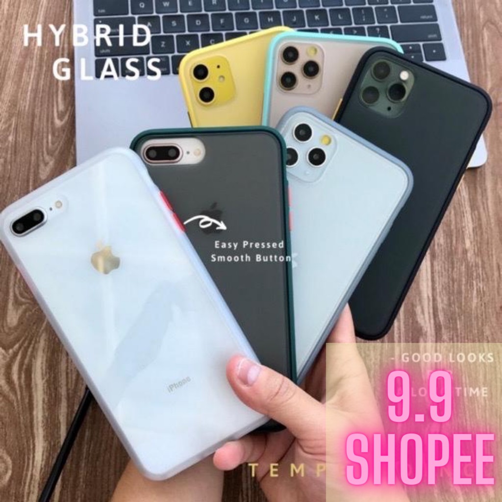 Premium Quality !!! ORIGINAL Hybrid Glass case iphone ( Ganti Tombol Sesukamu )