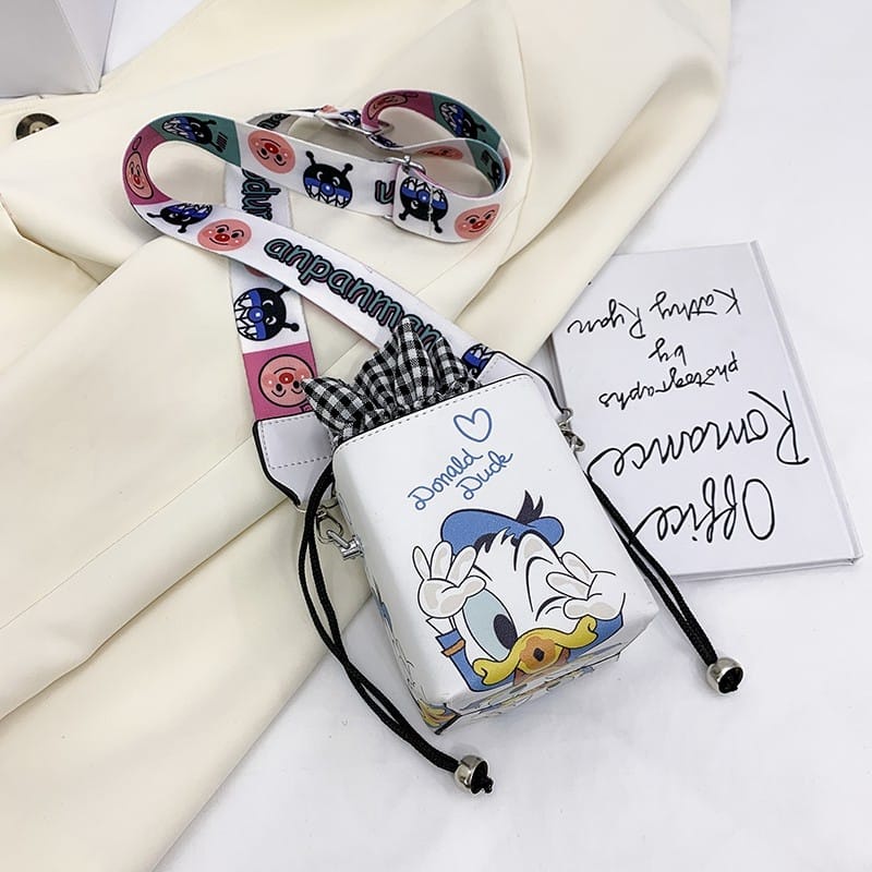 TFT AX292243 B2243 E4354 T29 ST (1 KG MUAT 4) Tas Selempang Anak Lucu DONALD/MINNIE/KOTAK/BULAT/MICKEY DAISY MOTIF Gambar Karakter Fashion Wanita TAS PINK STABBY